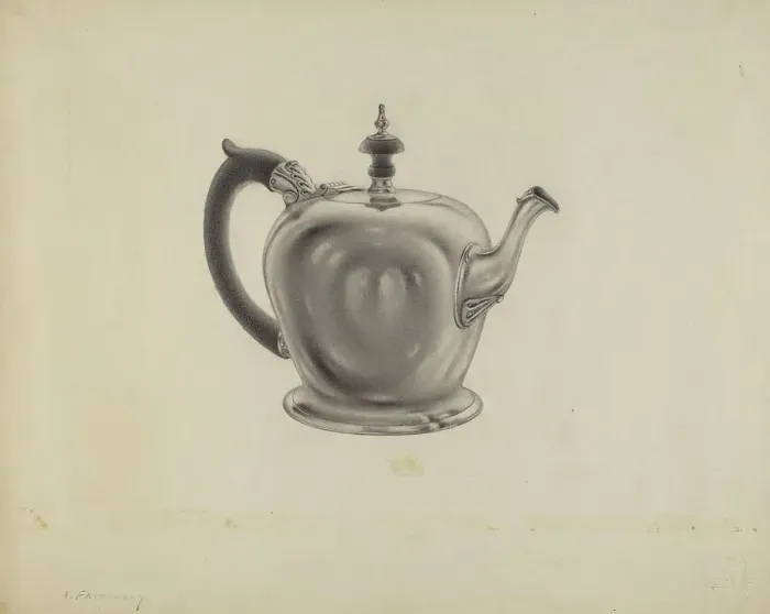 Framed Print : Silver Teapot, c. 1938. Creator: Aaron Fastovsky Framed Print : Silver Teapot, c. 1938. Creator: Aaron Fastovsky