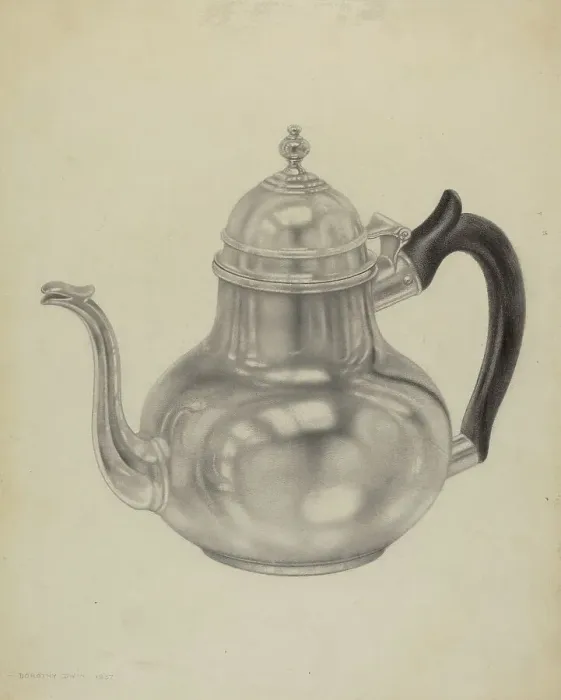 Framed Print : Silver Teapot, c. 1938. Creator: Dorothy Dwin Framed Print : Silver Teapot, c. 1938. Creator: Dorothy Dwin