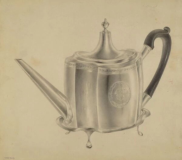 Silver Teapot, c. 1938. Creator: Hester Duany