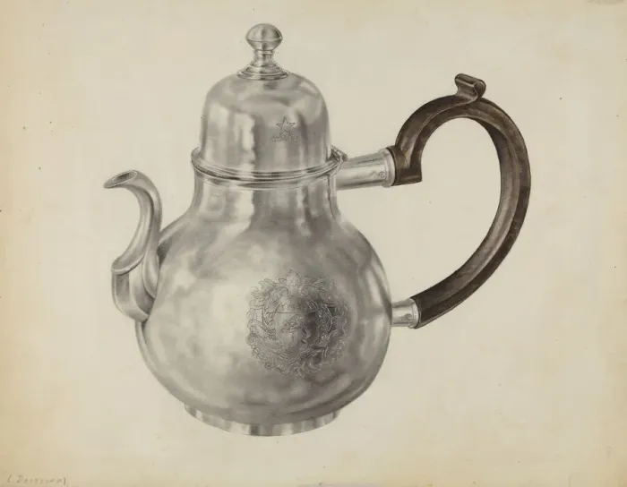 Framed Print : Silver Teapot, c. 1938. Creator: Leo Drozdoff Framed Print : Silver Teapot, c. 1938. Creator: Leo Drozdoff