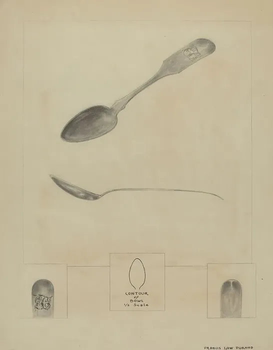 Framed Print : Silver Teaspoon, 1935 / 1942. Creator: Francis Law Durand Framed Print : Silver Teaspoon, 1935 / 1942. Creator: Francis Law Durand