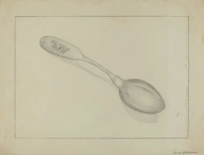 Framed Print : Silver Teaspoon, 1935 / 1942. Creator: Frank Nelson Framed Print : Silver Teaspoon, 1935 / 1942. Creator: Frank Nelson