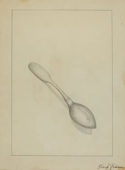 Framed Print : Silver Teaspoon, 1935 / 1942. Creator: Frank Nelson Framed Print : Silver Teaspoon, 1935 / 1942. Creator: Frank Nelson