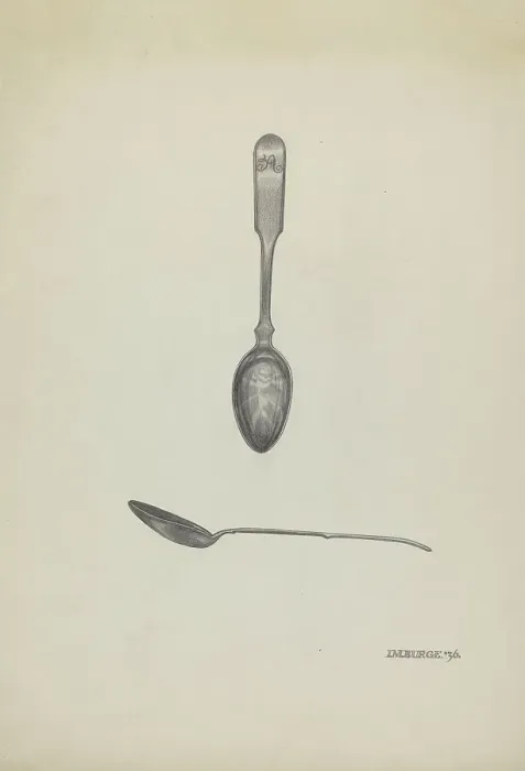 Framed Print : Silver Teaspoon, 1936. Creator: Irene M. Burge Framed Print : Silver Teaspoon, 1936. Creator: Irene M. Burge