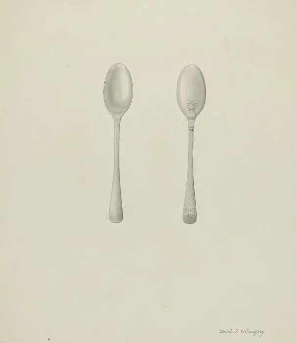Framed Print : Silver Teaspoon, c. 1936. Creator: David P. Willoughby Framed Print : Silver Teaspoon, c. 1936. Creator: David P. Willoughby