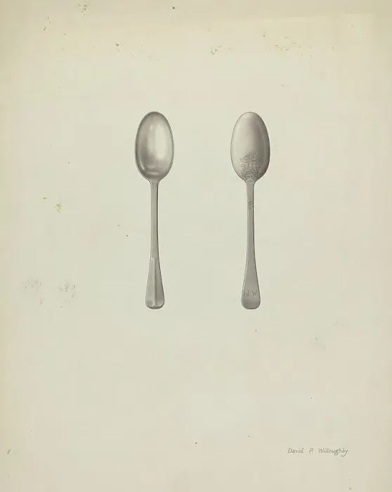 Framed Print : Silver Teaspoon, c. 1937. Creator: David P. Willoughby Framed Print : Silver Teaspoon, c. 1937. Creator: David P. Willoughby
