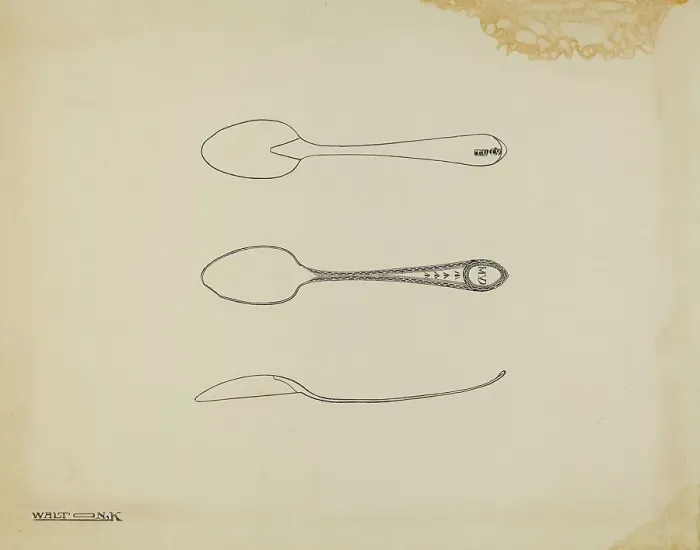 Framed Print : Silver Teaspoon, c. 1938. Creator: Kalamian Walton Framed Print : Silver Teaspoon, c. 1938. Creator: Kalamian Walton