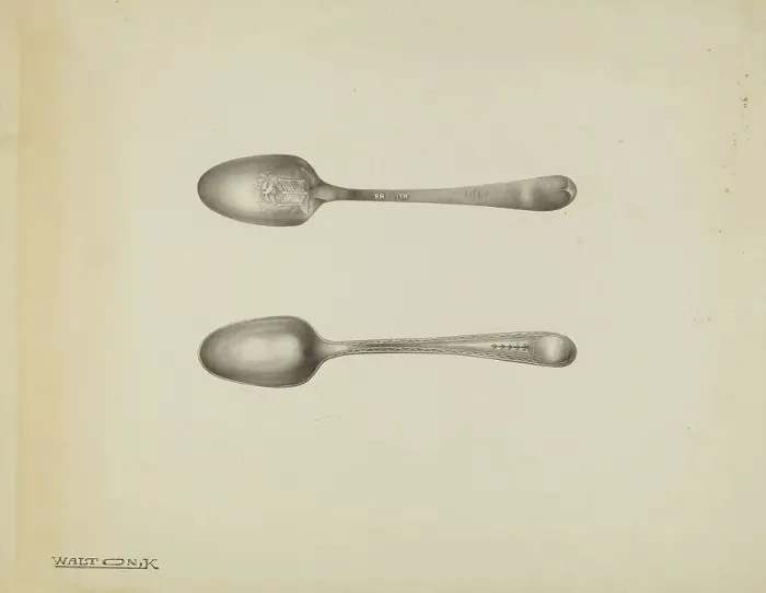 Framed Print : Silver Teaspoon, c. 1938. Creator: Kalamian Walton Framed Print : Silver Teaspoon, c. 1938. Creator: Kalamian Walton