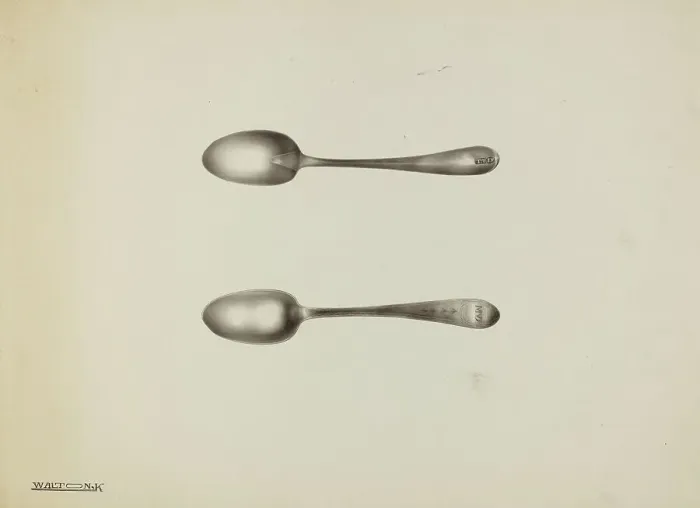 Framed Print : Silver Teaspoon, c. 1938. Creator: Kalamian Walton Framed Print : Silver Teaspoon, c. 1938. Creator: Kalamian Walton