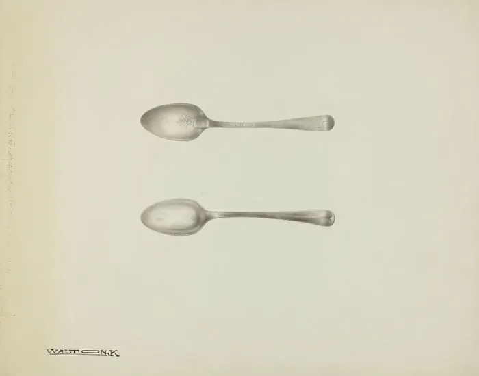 Framed Print : Silver Teaspoon, c. 1939. Creator: Kalamian Walton Framed Print : Silver Teaspoon, c. 1939. Creator: Kalamian Walton