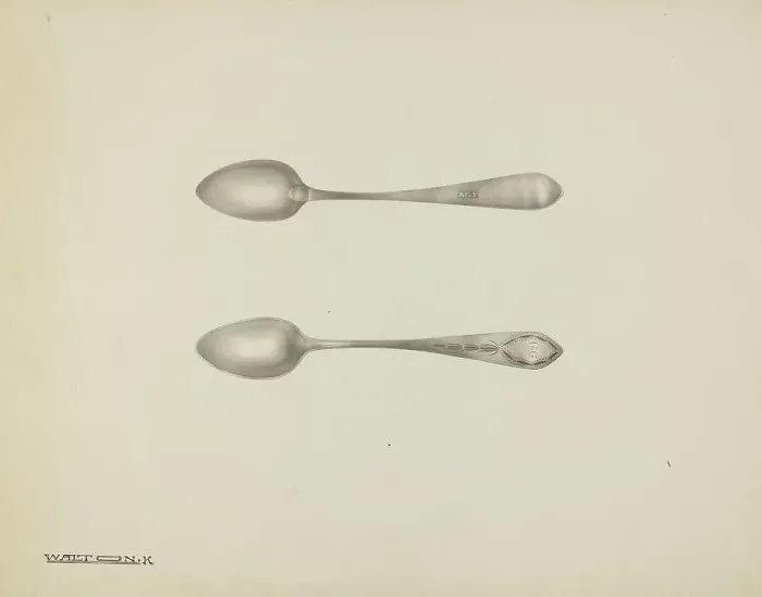 Framed Print : Silver Teaspoon, c. 1939. Creator: Kalamian Walton Framed Print : Silver Teaspoon, c. 1939. Creator: Kalamian Walton