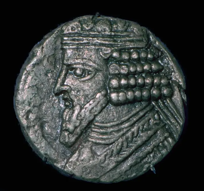 Framed Print : Silver tetradrachm of King Gotarzes II of Parthia (ruled 41 to 51), 1st century Framed Print : Silver tetradrachm of King Gotarzes II of Parthia (ruled 41 to 51), 1st century