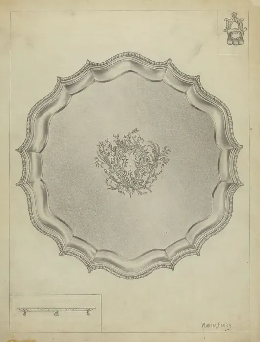 Framed Print : Silver Tray, 1935 / 1942. Creator: Michael Fenga Framed Print : Silver Tray, 1935 / 1942. Creator: Michael Fenga