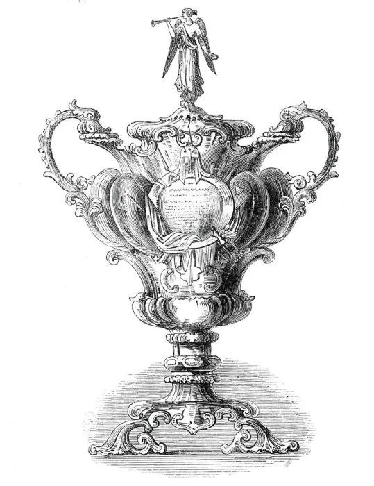 Framed Print : Silver vase presented to Sir R. Sale, 1845. Creator: Unknown Framed Print : Silver vase presented to Sir R. Sale, 1845. Creator: Unknown