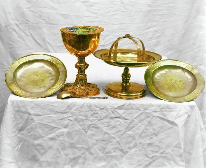 Framed Print : Silver vessels, in the vestry of the Ipatievsky Monastery, Kostroma, 1911. Creator: Sergey Mikhaylovich Prokudin-Gorsky Framed Print : Silver vessels, in the vestry of the Ipatievsky Monastery, Kostroma, 1911. Creator: Sergey Mikhaylovich Prokudin-Gorsky