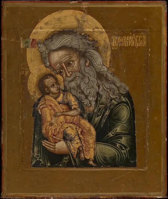 Framed Print : Simeon the God-Receiver, 1800. Artist: Russian icon