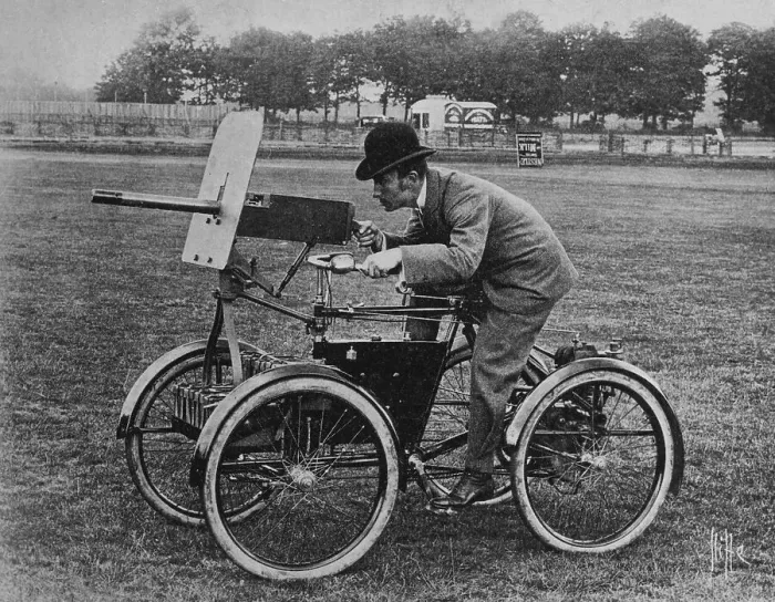 Framed Print : Simms Motor Scout armoured quadricycle, c1899 Framed Print : Simms Motor Scout armoured quadricycle, c1899