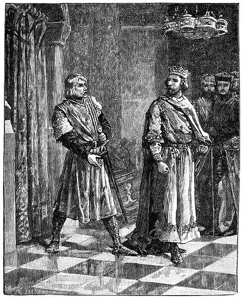 Simon de Montfort quarrelling with Henry III, 1257, (c1880)
