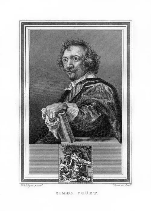 Framed Print : Simon Vouet, French Baroque era painter, (1825). Artist: John Corner Framed Print : Simon Vouet, French Baroque era painter, (1825). Artist: John Corner