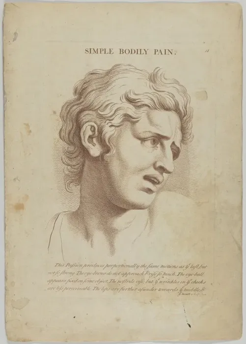 Framed Print : Simple Bodily Pain (from Heads Representing the Various Passions of the Soul; as they are... 1765. Creator: Anon) Framed Print : Simple Bodily Pain (from Heads Representing the Various Passions of the Soul; as they are... 1765. Creator: Anon)