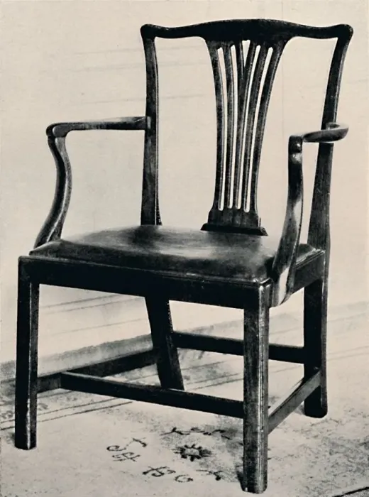 Framed Print : Simple Chippendale Mahogany Arm-Chair with Rail Back and Movable Seat, mid 18th century, (1927) Framed Print : Simple Chippendale Mahogany Arm-Chair with Rail Back and Movable Seat, mid 18th century, (1927)