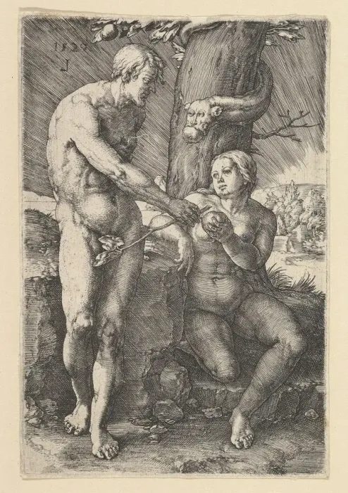 Framed Print : Sin of Adam and Eve, 1529. Creator: Lucas van Leyden Framed Print : Sin of Adam and Eve, 1529. Creator: Lucas van Leyden