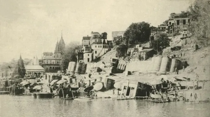 Framed Print : Sindhia Ghat, Benares. Creator: Saeed Bros Framed Print : Sindhia Ghat, Benares. Creator: Saeed Bros