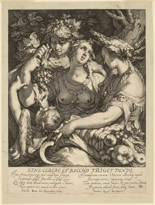Framed Print : Sine Cerere et Baccho Friget Venus, c. 1600. Creator: Jan Saenredam Framed Print : Sine Cerere et Baccho Friget Venus, c. 1600. Creator: Jan Saenredam