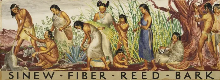 Framed Print : Sinew, Fiber, Reed, Bark (mural study), ca. 1933-1943. Creator: Unknown Framed Print : Sinew, Fiber, Reed, Bark (mural study), ca. 1933-1943. Creator: Unknown