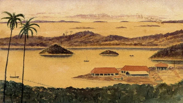 Framed Print : Singapore: a view across part of Blakang Mati Island, 1880. Creator: John Edmund Taylor Framed Print : Singapore: a view across part of Blakang Mati Island, 1880. Creator: John Edmund Taylor