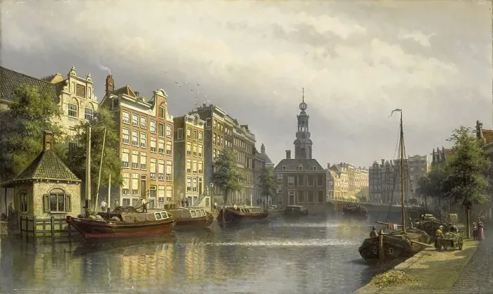 Framed Print : The Singel, Amsterdam, looking towards the Mint. 1884-1886. Creator: Eduard Alexander Hilverdink Framed Print : The Singel, Amsterdam, looking towards the Mint. 1884-1886. Creator: Eduard Alexander Hilverdink