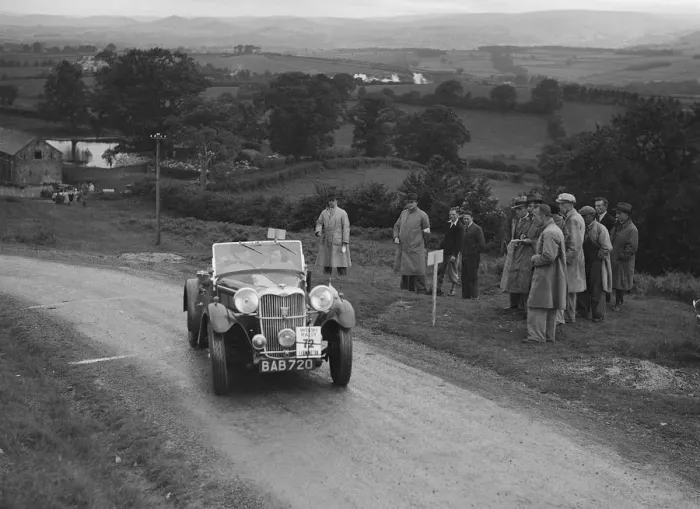 Framed Print : Singer B37 1. 5 litre sports of Alf Langley competing in the South Wales Auto Club Welsh Rally Framed Print : Singer B37 1. 5 litre sports of Alf Langley competing in the South Wales Auto Club Welsh Rally