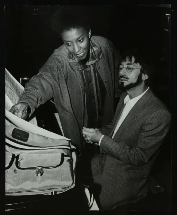 Framed Print : Singer Elaine Delmar and pianist Michael Garrick, Berkhamsted Civic Centre, Hertfordshire, 1986 Framed Print : Singer Elaine Delmar and pianist Michael Garrick, Berkhamsted Civic Centre, Hertfordshire, 1986