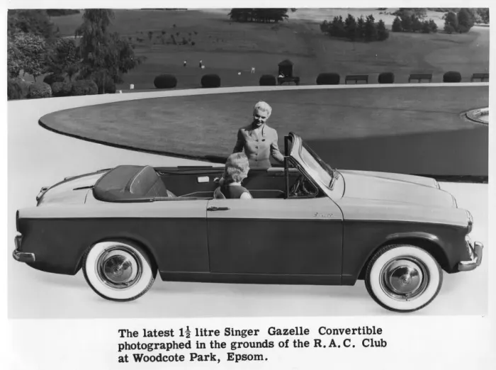 Framed Print : Singer Gazelle convertible, Woodcote Park, Epsom, Surrey, c1956-c1963 Framed Print : Singer Gazelle convertible, Woodcote Park, Epsom, Surrey, c1956-c1963