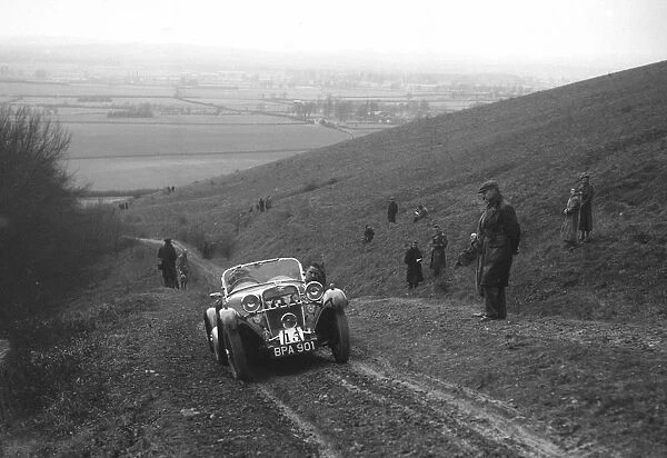 Singer Le Mans competing in a trial, Crowell Hill, Chinnor, Oxfordshire, 1930s. Artist