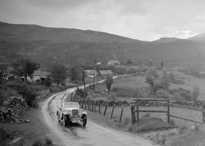 Framed Print : Singer Nine Sports of Miss MC Sherer competing in the RSAC Scottish Rally, 1936. Artist Framed Print : Singer Nine Sports of Miss MC Sherer competing in the RSAC Scottish Rally, 1936. Artist