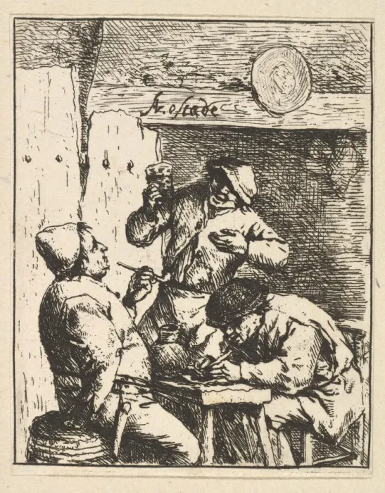 Framed Print : Singer Standing Between Two Smokers, 1610-85. Creator: Adriaen van Ostade Framed Print : Singer Standing Between Two Smokers, 1610-85. Creator: Adriaen van Ostade