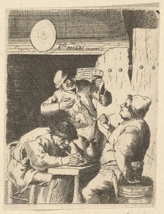 Framed Print : Singer Standing Between Two Smokers, 1610-85. Creator: Unknown Framed Print : Singer Standing Between Two Smokers, 1610-85. Creator: Unknown