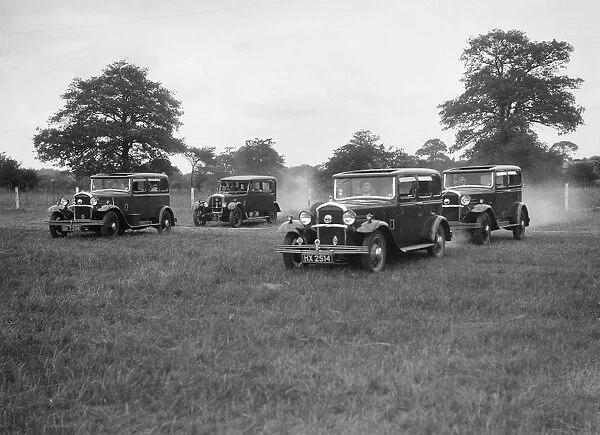 Three Singer Super Sixes and a Singer Senior at the Bugatti Owners Club gymkhana, 5 July 1931