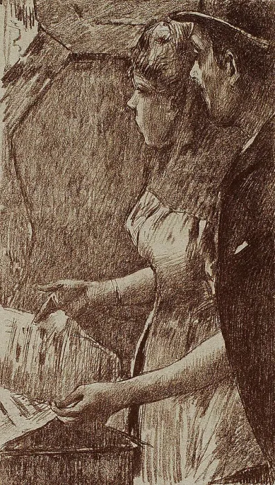 Framed Print : Singer Waiting, 1889–90. Creator: Georges William Thornley Framed Print : Singer Waiting, 1889–90. Creator: Georges William Thornley