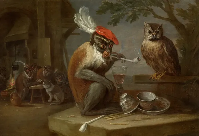 Framed Print : Singerie, c1640-1690. Creator: David Teniers II Framed Print : Singerie, c1640-1690. Creator: David Teniers II