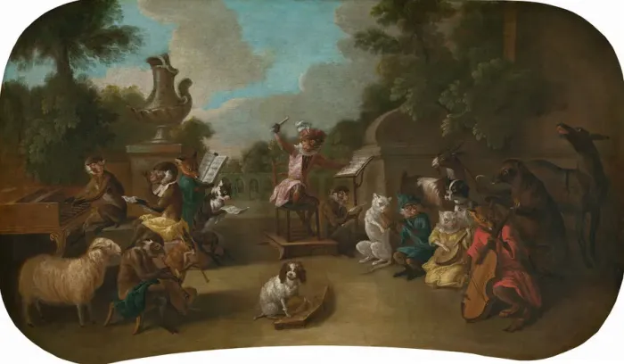 Framed Print : Singerie: The Concert, c. 1739. Creator: Christophe Huet Framed Print : Singerie: The Concert, c. 1739. Creator: Christophe Huet