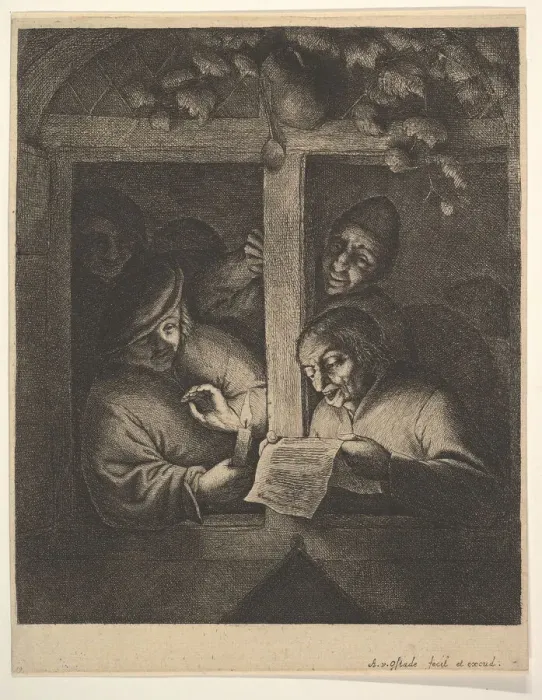 Framed Print : Singers at the Window, 1610-85. Creator: Adriaen van Ostade Framed Print : Singers at the Window, 1610-85. Creator: Adriaen van Ostade