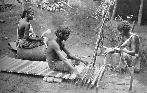 Singhalese weaving mats, 1902. Artist: Skeen & Co