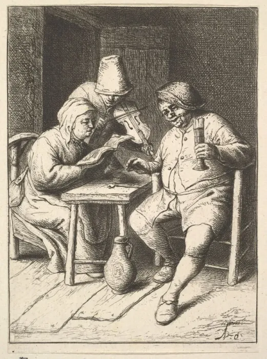 Framed Print : Singing Couple and Violin, 1610-85. Creator: Adriaen van Ostade