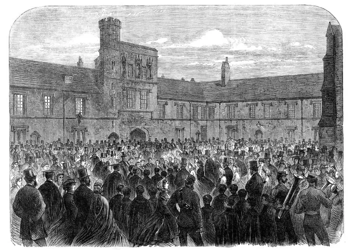 Framed Print : The singing of Dulce Domum at Winchester College, 1865. Creator: Unknown Framed Print : The singing of Dulce Domum at Winchester College, 1865. Creator: Unknown