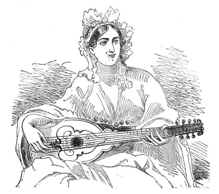 Framed Print : Singing woman of the harem, 1844. Creator: Unknown Framed Print : Singing woman of the harem, 1844. Creator: Unknown