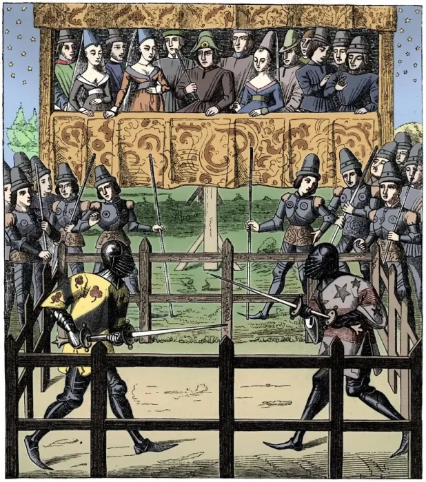 Framed Print : Single combat, 15th century (1849) Framed Print : Single combat, 15th century (1849)