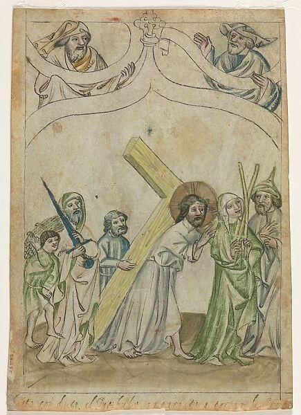 Single Leaf from a Biblia Pauperum : Christ Crowned with Thorns, c. 1410
