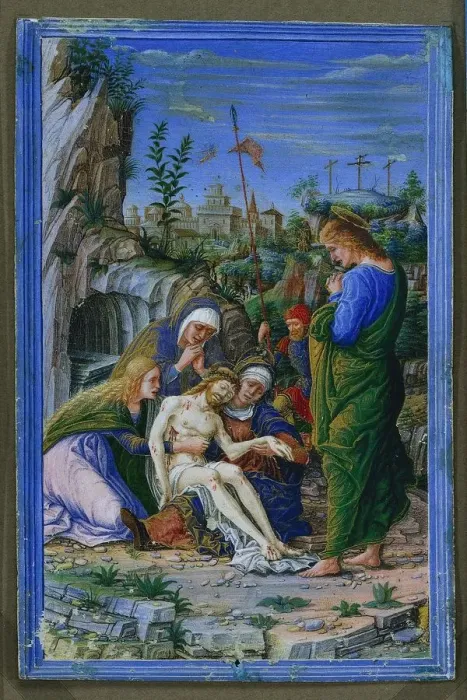 Framed Print : Single Leaf from a Book of Hours: Pieta, c. 1475-1485. Creator: Francesco dai Libri (Italian, c